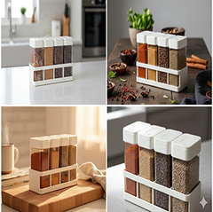 Novel 4 in 1 Crystal Spice Jars With Stand